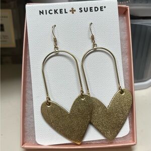 Nickel & Suede, New in box heart earrings